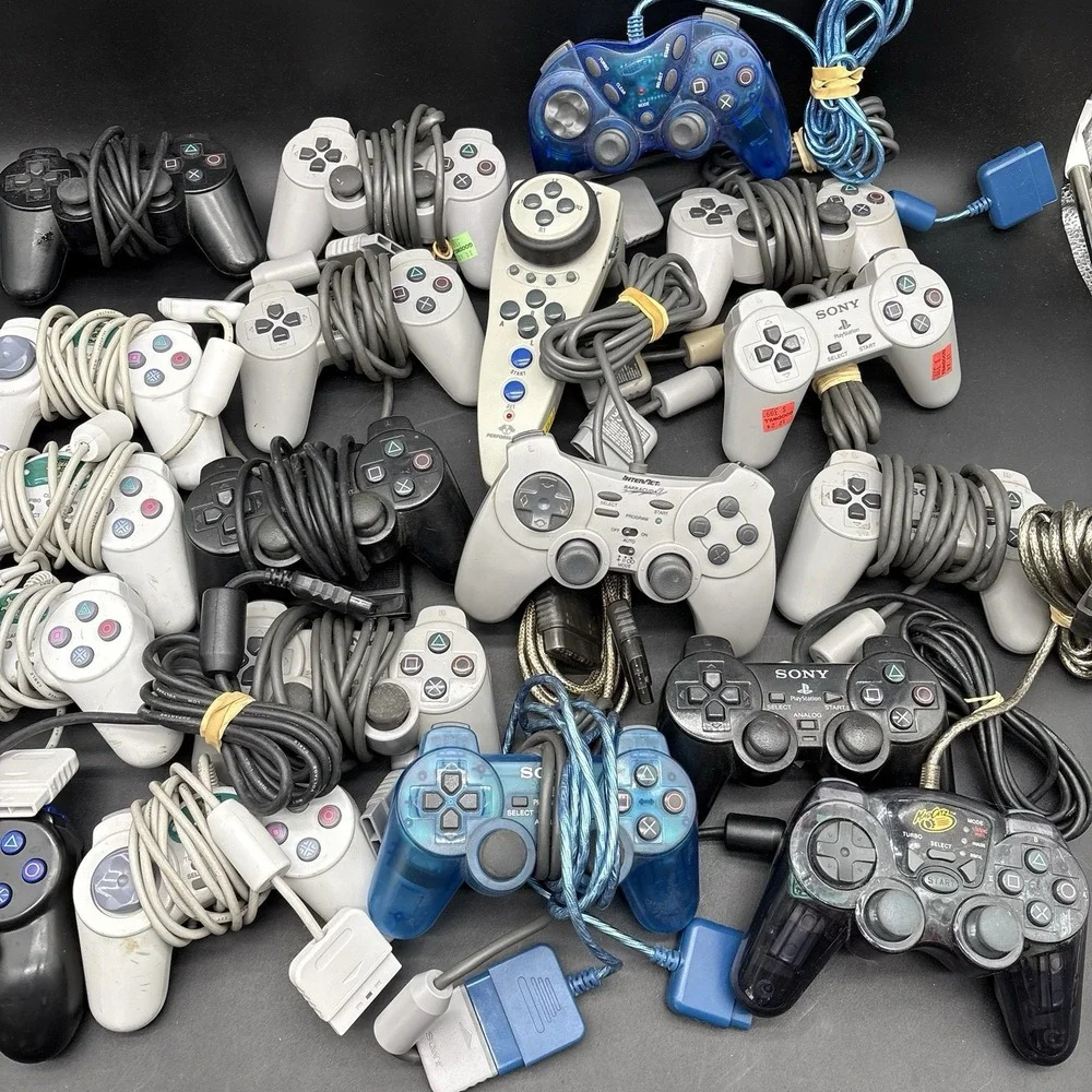 PlayStation 1 & 2 Controller Lot Of 19 Controllers Untested As Is
